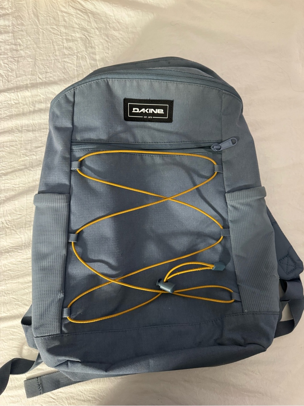 Dakine Blue Backpack with Yellow Cord Detailing